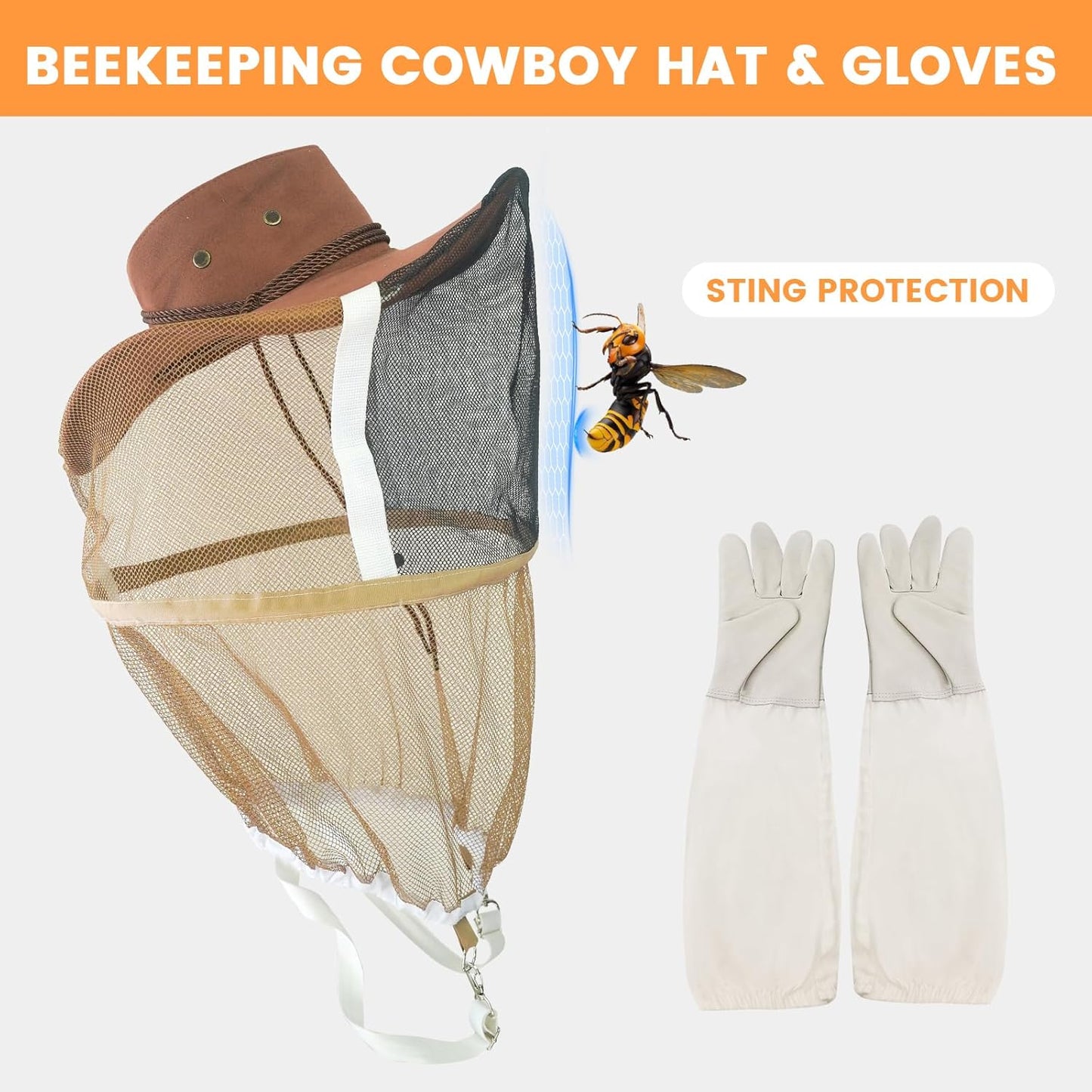 Newest 10 Frame Beehives Starter Kit Hand Painted Includes Beekeeping Supplies Tools and Cowboy Bee Hat