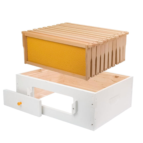 10 Frame Langstroth Medium Super Bee Hive Box Include Beehive Frames and Wax Foundations (Unassembled)