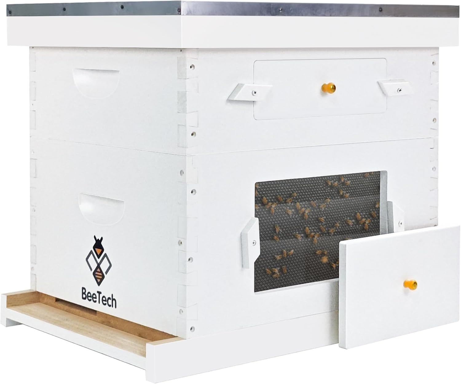 Newest Windows 8 Frame Bee Hive Kit Hand Painted Includes Unassembled Beehive Box with Beehive Frames and Foundations（ (1 Deep & 1 Medium)）