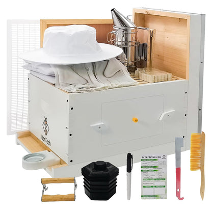 Newest 10 Frame Beehives Starter Kit Hand Painted Includes Beekeeping Supplies Tools and Cowboy Bee Hat