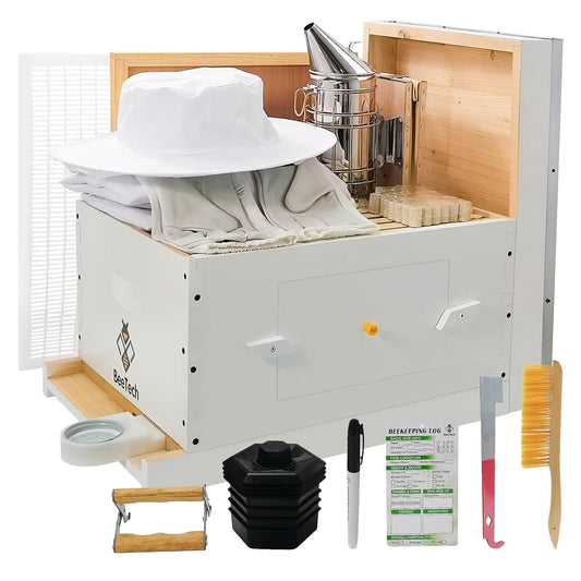 New liked BeeTech 10 Frame Beehive Starter Kit Hand Painted Includes Beekeeping Supplies Tools and Sting Proof Bee Suit