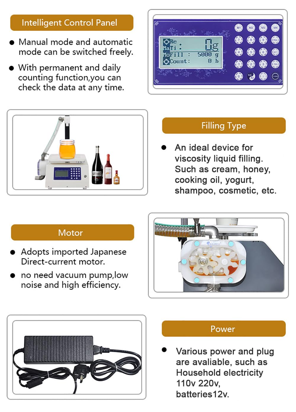 Honey Bottle Filling Machine,Liquid Filling Machine,Quick Fill Honey Filler,Paste Filling Machine,Automatic Bottling Equipment for Shampoo,Edible Oil,Tomato Sauce,50-5000ml