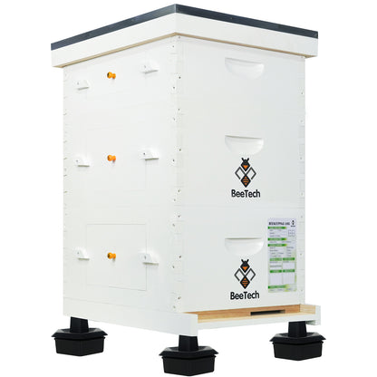 BeeTech 10 Frame Langstroth Bee Hive Hand Painted Includes Beehive Frames and Beeswax Coated Foundations (2 Deep Boxes & 1 Medium Box)