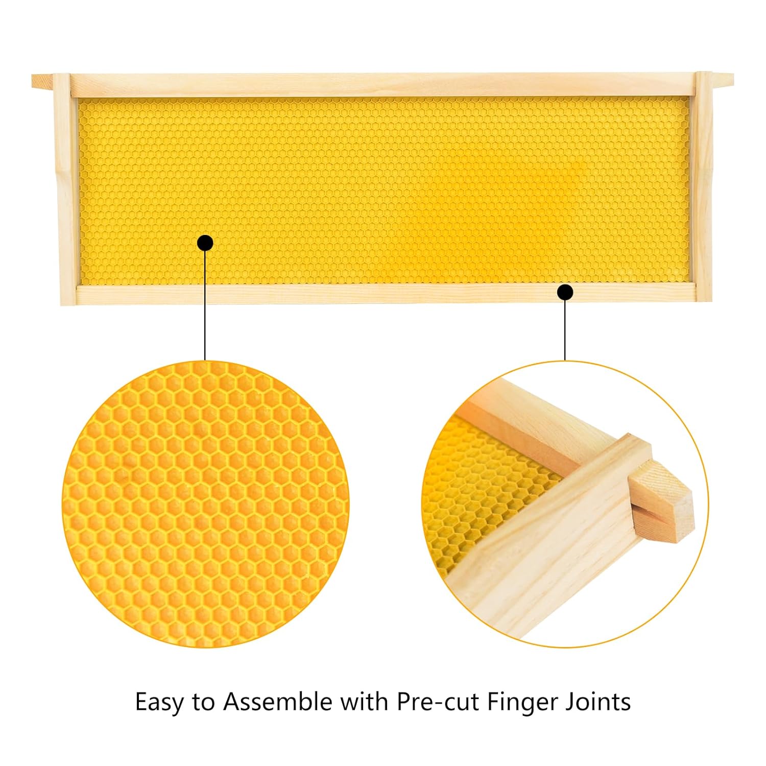 10-Pack Medium Super Box Wooden Beehive Frames and Beeswax Dipped Plastic Foundations for Beekeeping (Unassembled)