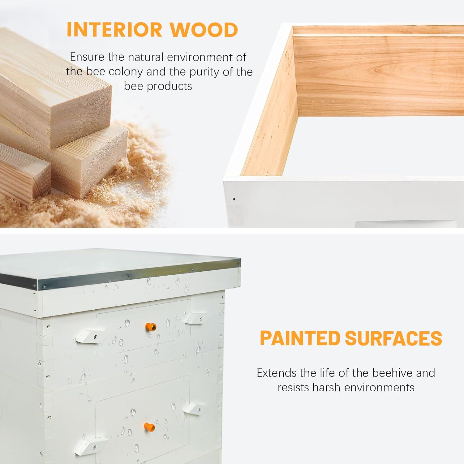 10 Frame Langstroth Medium Super Bee Hive Box Include Beehive Frames and Wax Foundations (Unassembled)