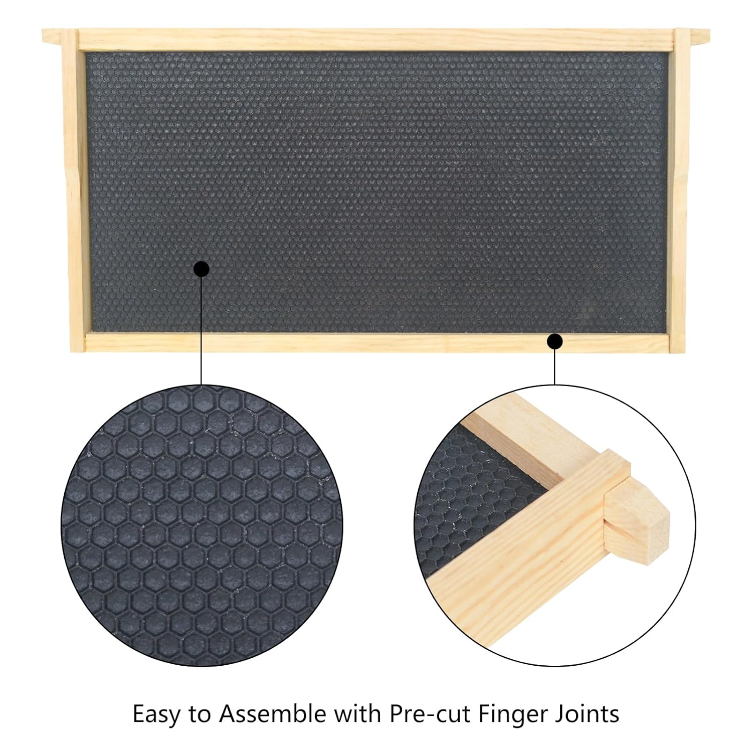10-Pack Deep Brood Box Wooden Beehive Frames and 100% Beeswax Dipped Plastic Foundations for Beekeeping (Unassembled)