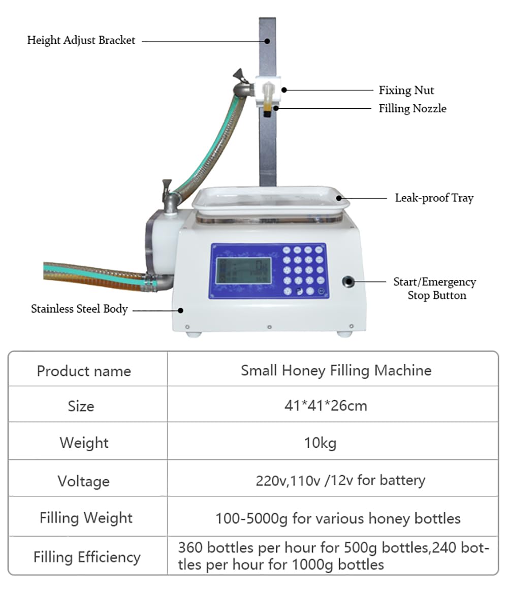 Honey Bottle Filling Machine,Liquid Filling Machine,Quick Fill Honey Filler,Paste Filling Machine,Automatic Bottling Equipment for Shampoo,Edible Oil,Tomato Sauce,50-5000ml