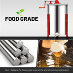 BeeTech 2/4 Frames Manual Honey Extractor Kit Include Frame Grip, Uncapping Knife and Double Sieve for Beekeeping Starter Harvest Honey