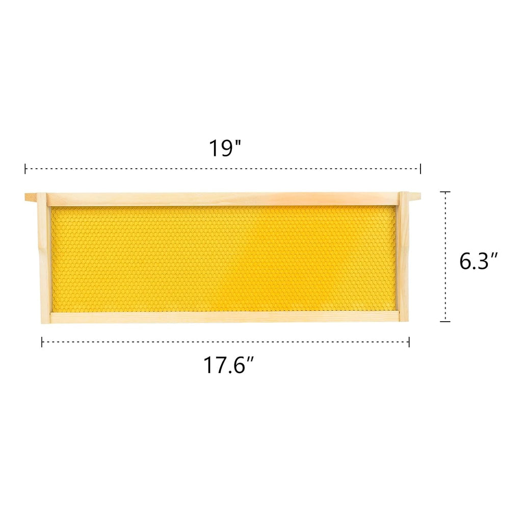 10-Pack Medium Super Box Wooden Beehive Frames and Beeswax Dipped Plastic Foundations for Beekeeping (Unassembled)