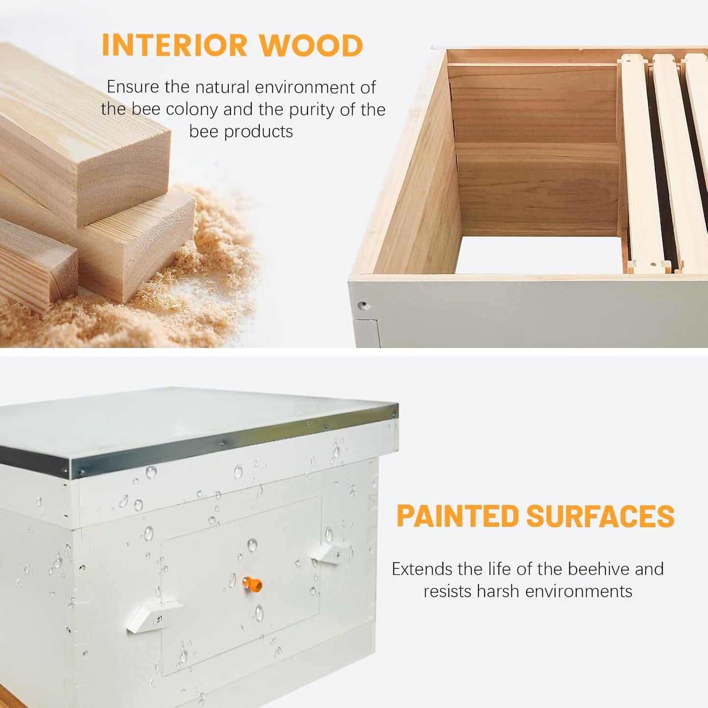 Newest 8 Frame Beehive Starter Kit Hand Painted Includes Beekeeping Supplies Tools and Sting Proof Bee Suit