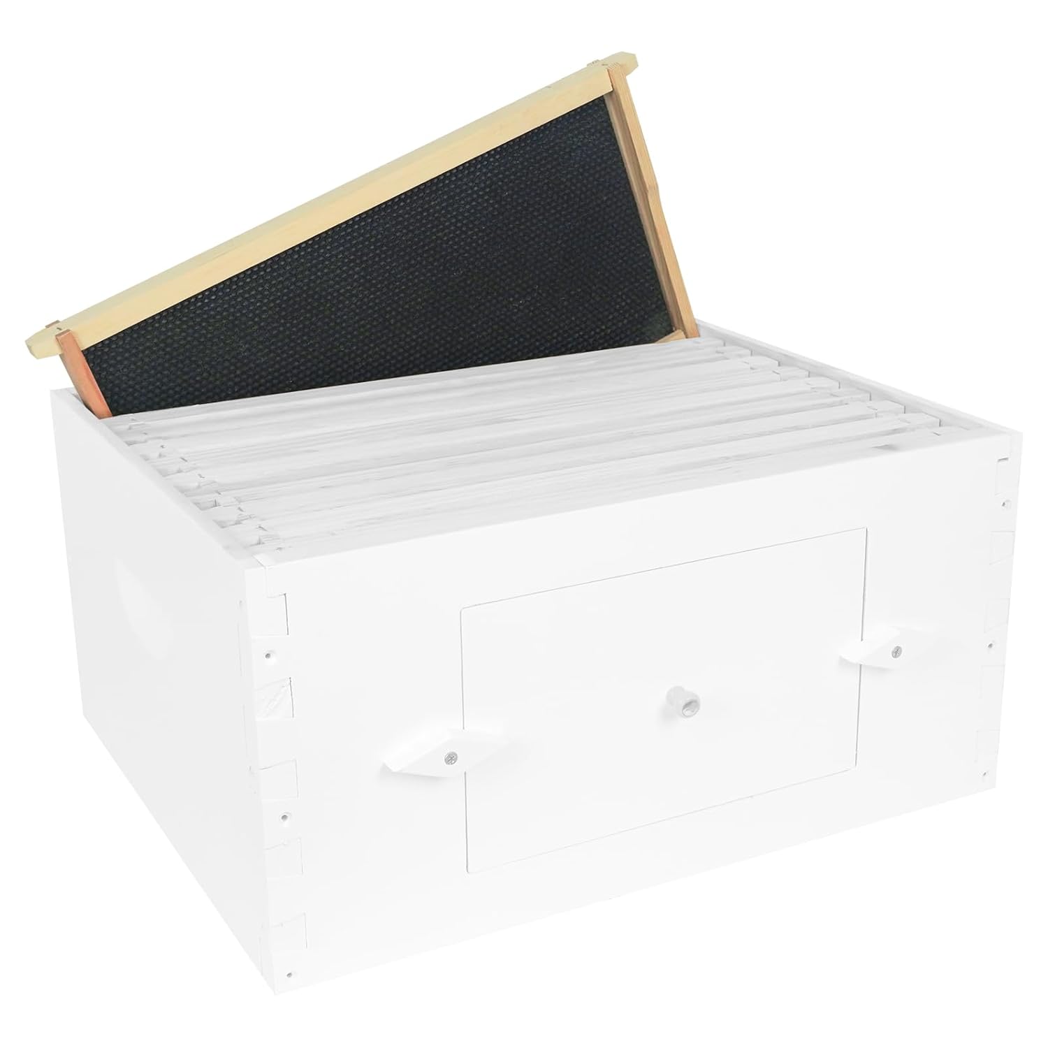 10-Pack Deep Brood Box Wooden Beehive Frames and 100% Beeswax Dipped Plastic Foundations for Beekeeping (Unassembled)