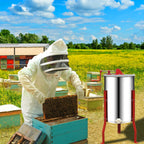 BeeTech 2/4 Frames Manual Honey Extractor Kit Include Frame Grip, Uncapping Knife and Double Sieve for Beekeeping Starter Harvest Honey