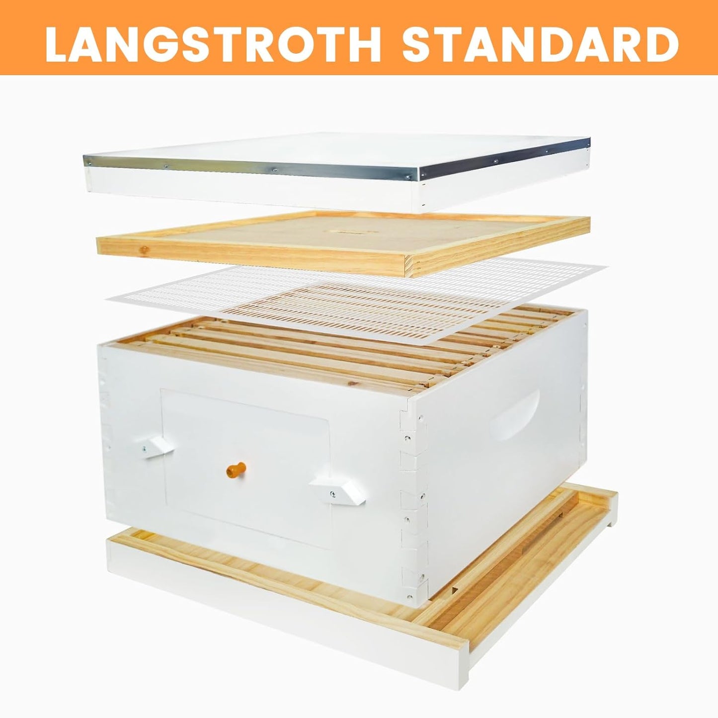 Newest 8 Frame Beehive Starter Kit Hand Painted Includes Beekeeping Supplies Tools and Sting Proof Bee Suit