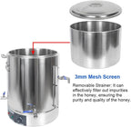 Heated Honey Bottling Tank, 19 Gallon Stainless Steel Double Wall Wax Melter with No Drip Honey Gate Valve and Strainer, Adjustable Temperature, for Storage and Bottling Honey